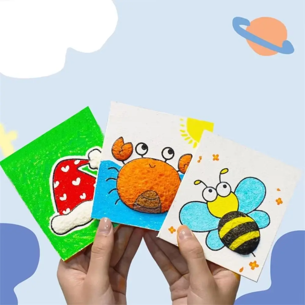 10Pcs Puffy Texture Foam Texture Painting Paper Round Shape Handmande Drawing Sponge Paper School Activities Educational