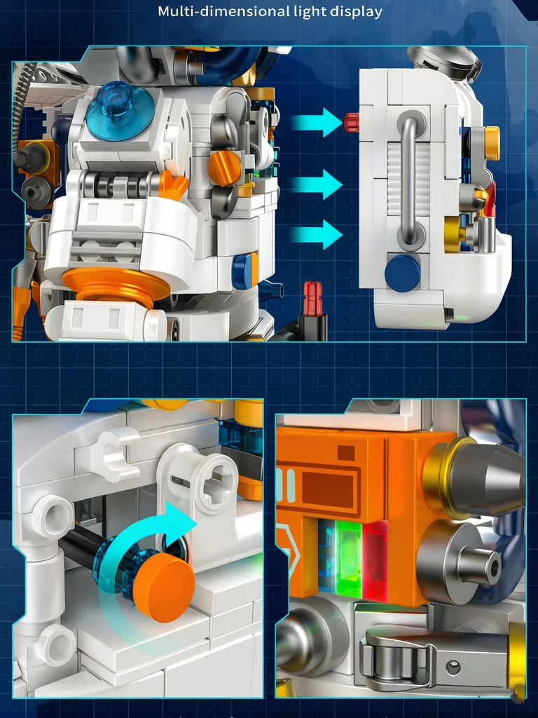 Idea Mechanischer Bär Astronaut Baustein-Modellsets Figuren Konstruktions-Bausteine Spielzeug-Kollektion Mit Licht Als Geschenke – Detail 5