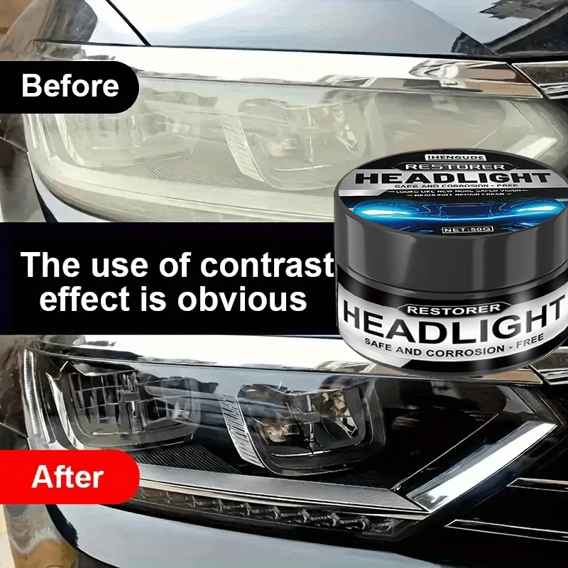 Car Headlight Restoration Polishing Kit - Scratch Remover and Oxidation Cleaning Repair Paste, Used for Polishing Car Headlights, Restoring Bright Shine