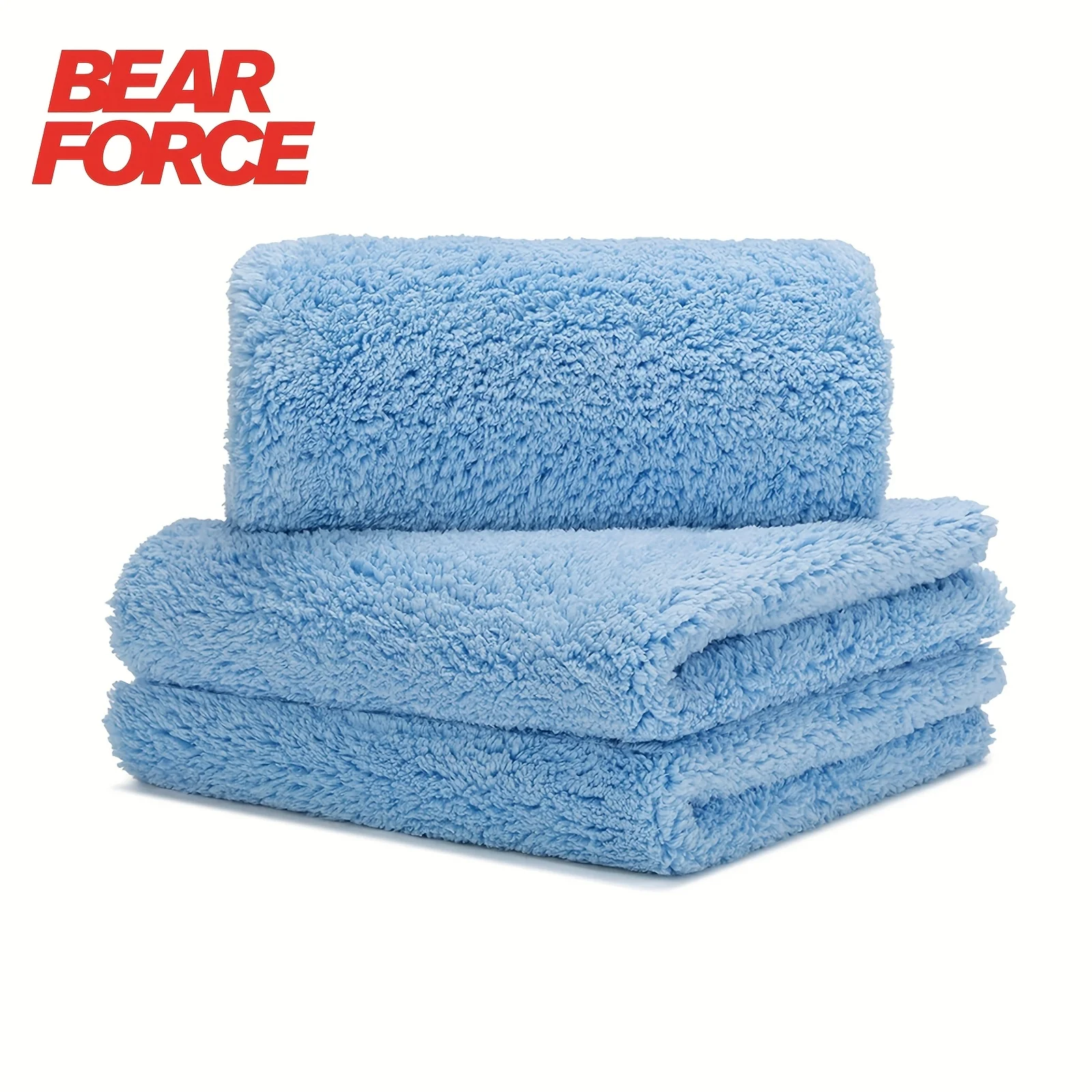 BEAR FORCE Microfiber Towels for Cars, Car Drying Wash Detailing Buffing Polishing Towel with Plush Edge less Microfiber Cloth