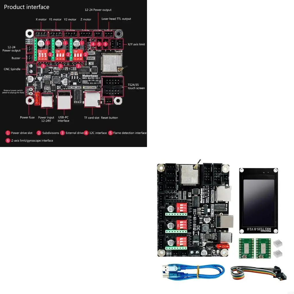 

462E 3D Printer Motherboard MKS DLC32 Offline Control 32-bit ESP32 Wifi 3D Engraving