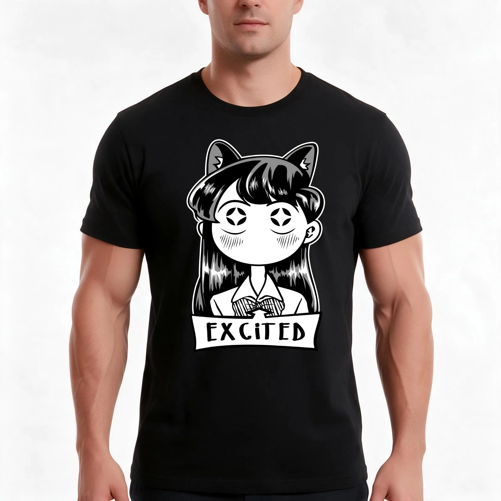 Miss Komi Excited T-Shirt Summer Casual Cotton Tee Oversized Streetwear Tops Vintage Graphic Print Loose Fit Short Sleeve