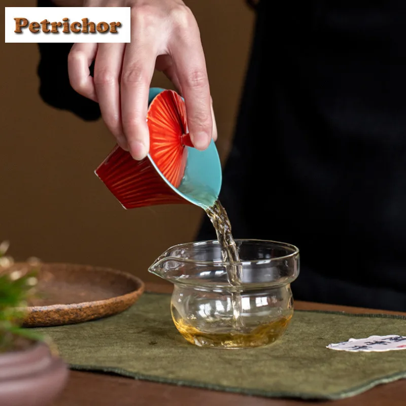 100ml Handmade Coral Red Double Glazed Triangle Gaiwan Boutique Tea Tureen Tea Bowl With Lid Kit Tea Brewing Cover Bowl Cafes