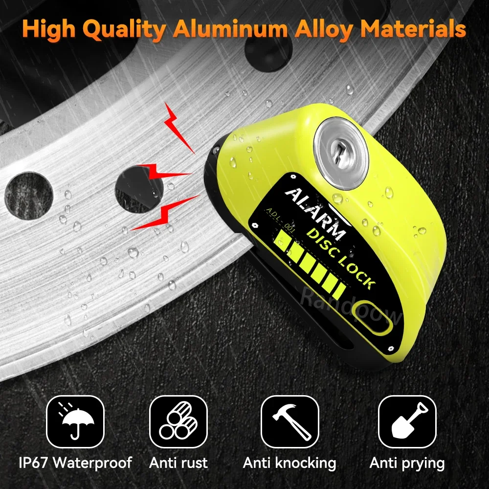 Randpow Kunci Cakram Sepeda Motor Gembok Roda Sepeda Alarm Sepeda Motor Kunci Alarm Skuter Tahan Air Kunci Alarm Gembok Anti Maling