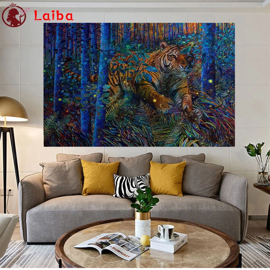 

New 5D Round Diamond Painting Dream forest, tiger Sticker Diamond diy Embroidery Home Decoration Mosaic