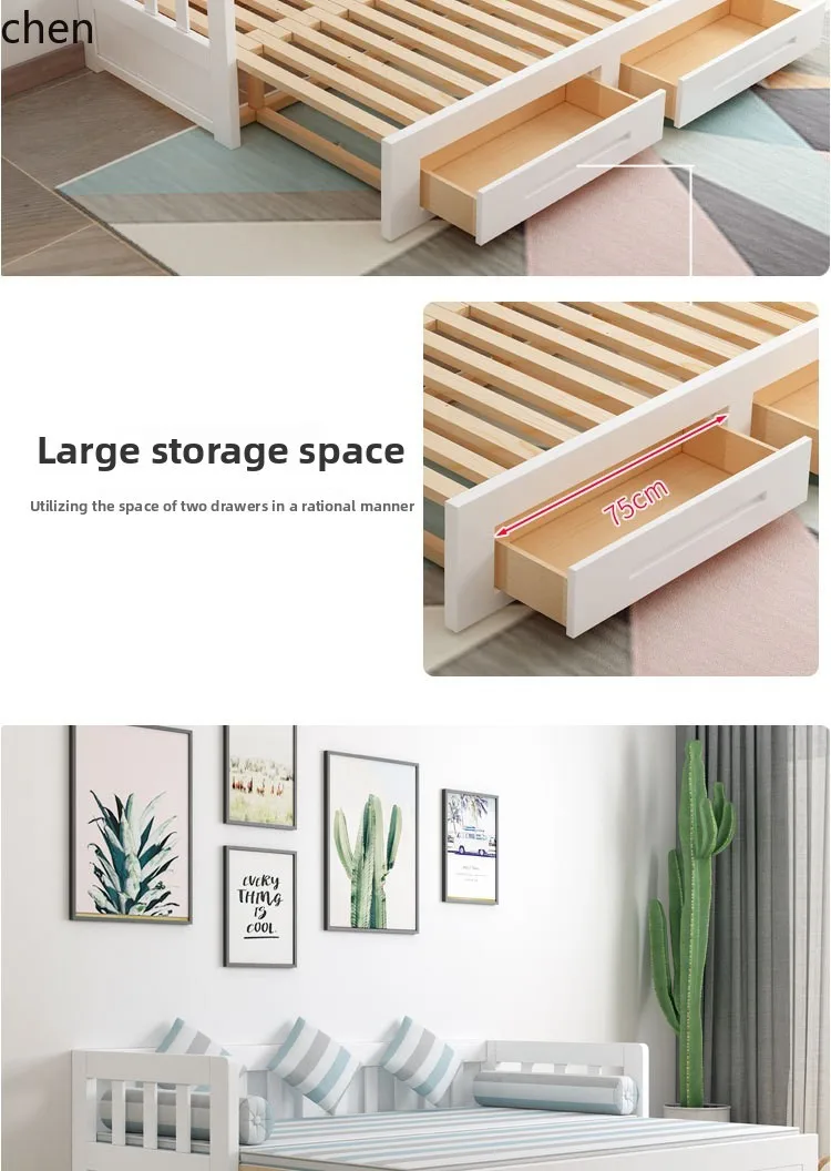 HXL أريكة سرير قابلة للطي قابلة للسحب من الخشب الصلب وسرير نهاري قابل للتمديد