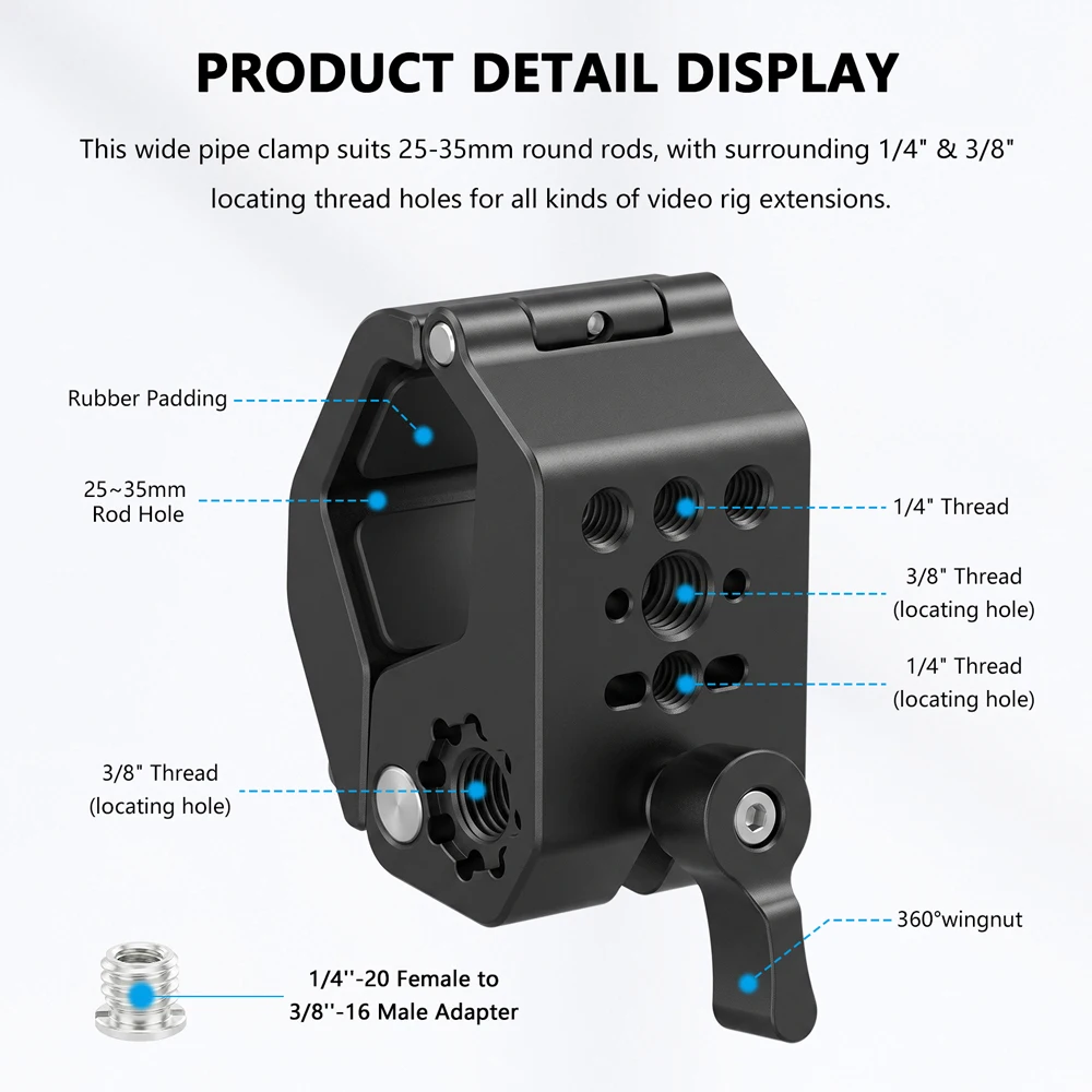 25-35mm Single Rod Clamp to Mounting Block For DJI Camera Photography Accessories With 1/4