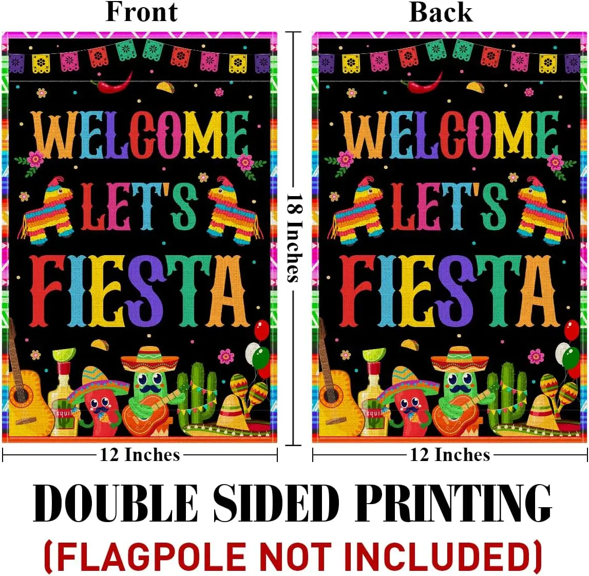 Cinco De Mayo Garden Flag 12x18 Inches - Mexican Festive Fiesta Welcome Garden Flags Double Sided for Outside Yard House Out IIX