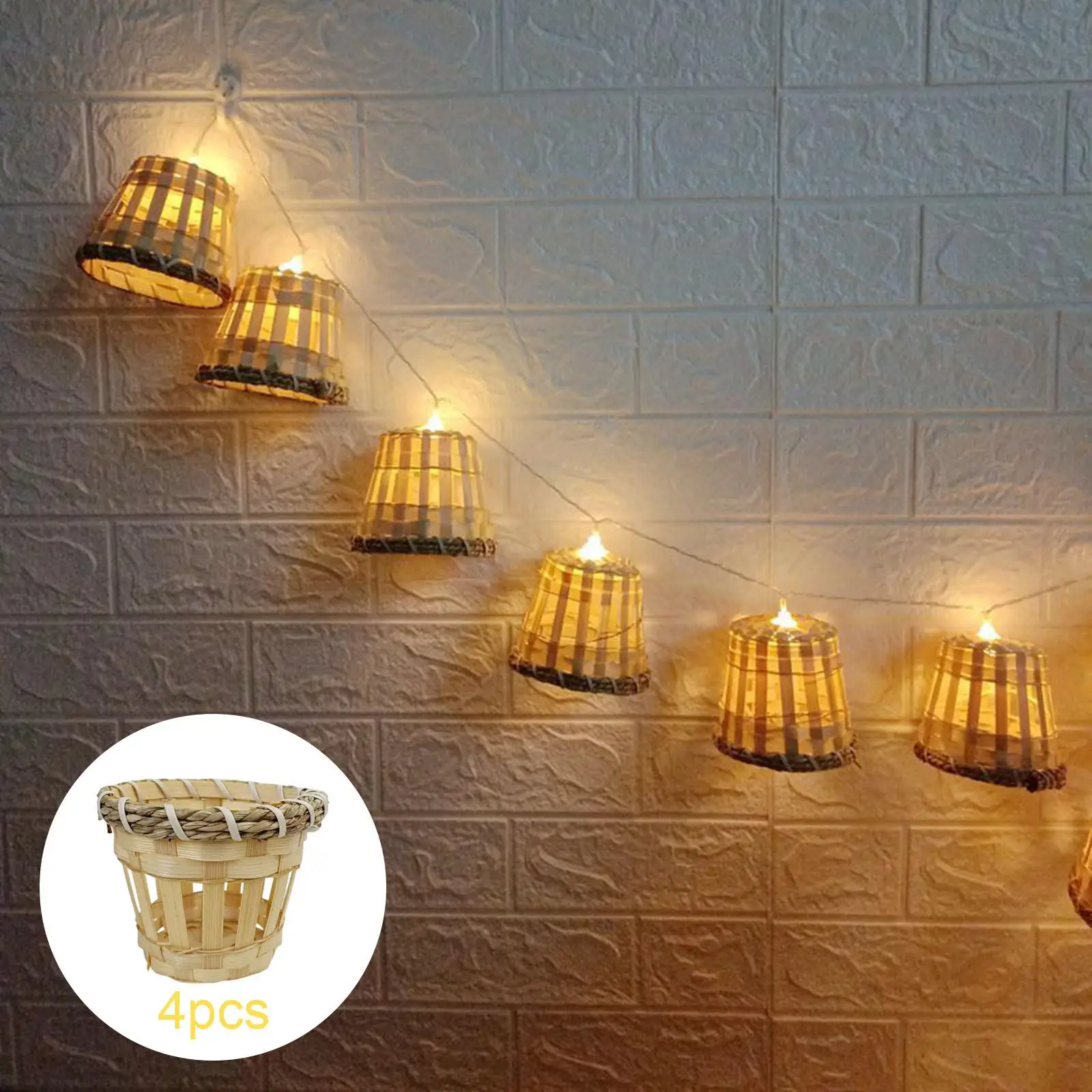 Mini Decorative Rattan Lamp Shade Pendant Light Fixture Light Cover Chandelier Light Shade for Dining Room Bedroom Farmhouse Bar
