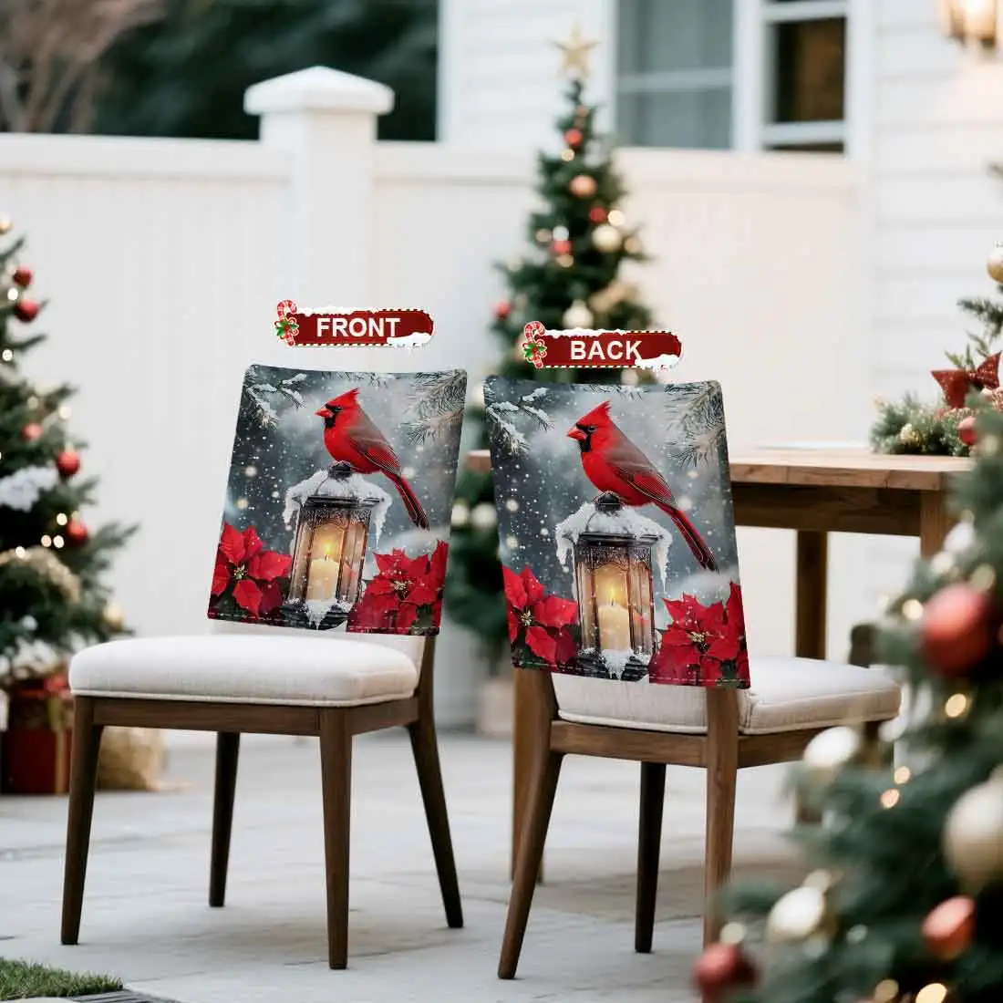 2/4/6pcs/set 45x55cm Christmas cardinal Chair Cover Table Decoration Dining Seat Chair Covers Dining Room Bar Party Banquate
