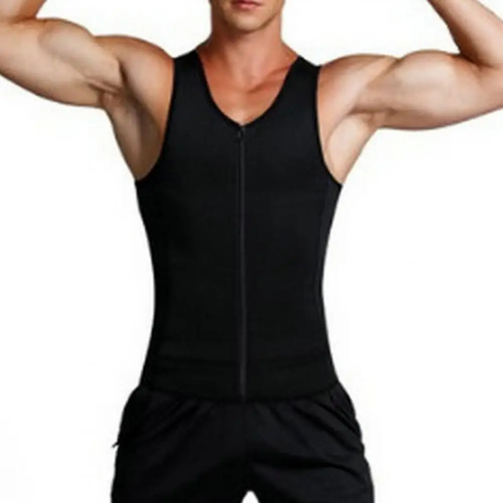 Adjustable Slimming Corset Vest Men's Slimming Corset Vest with Tummy Control Fat Burning Features O-neck Sleeveless Shapewear