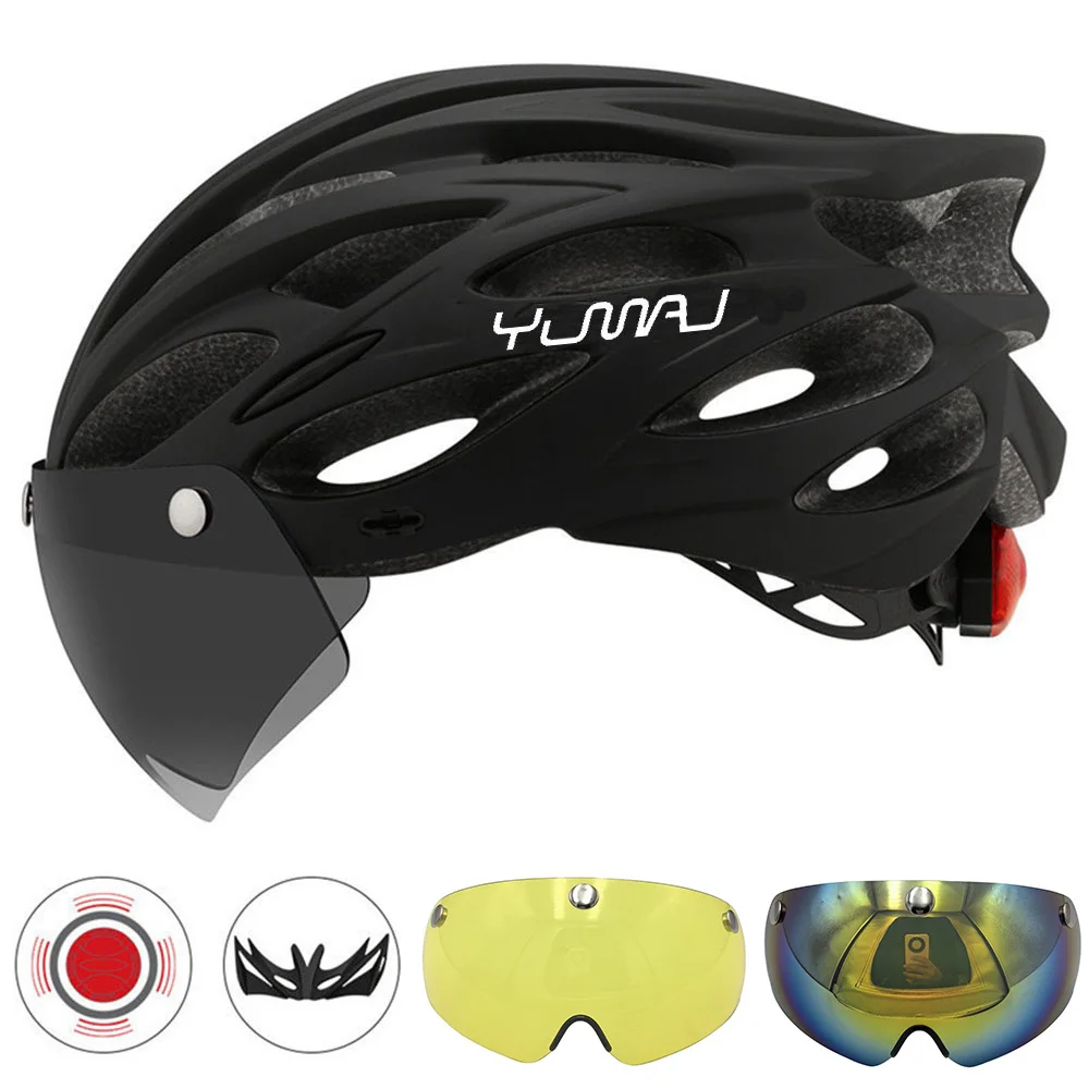 230g YUMAJ Ultraleichter Helm für Straße und Berge, Integral geformt mit abnehmbarem Visier, Fahrrad-Rücklicht-Helm CB-26 – Detail 19