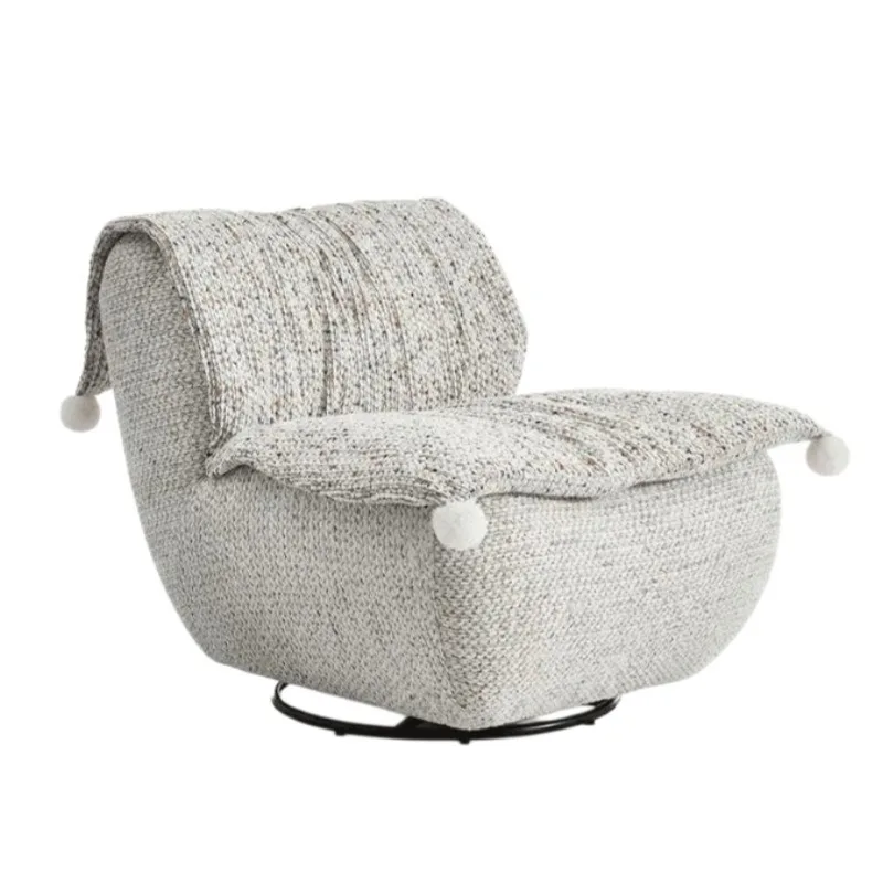 French cream wind rotating clown sofa chair, medieval and small apartment designer fabric single leisure chair