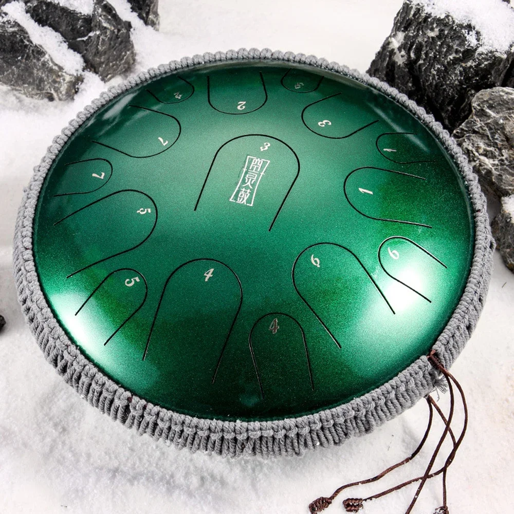 Hluru 15 tone 14 inch handpan D tuning steel tongue drum music professional performance  yoga gift instrument