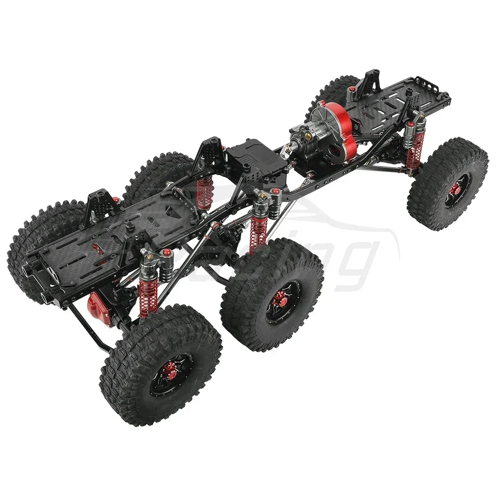 Metal Alloy Upgraded 6x6 RC Car Chassis Empty Frame with 3 Axles Gearbox Links DIY for Axial SCX10 1/10 RC Crawler Car Parts