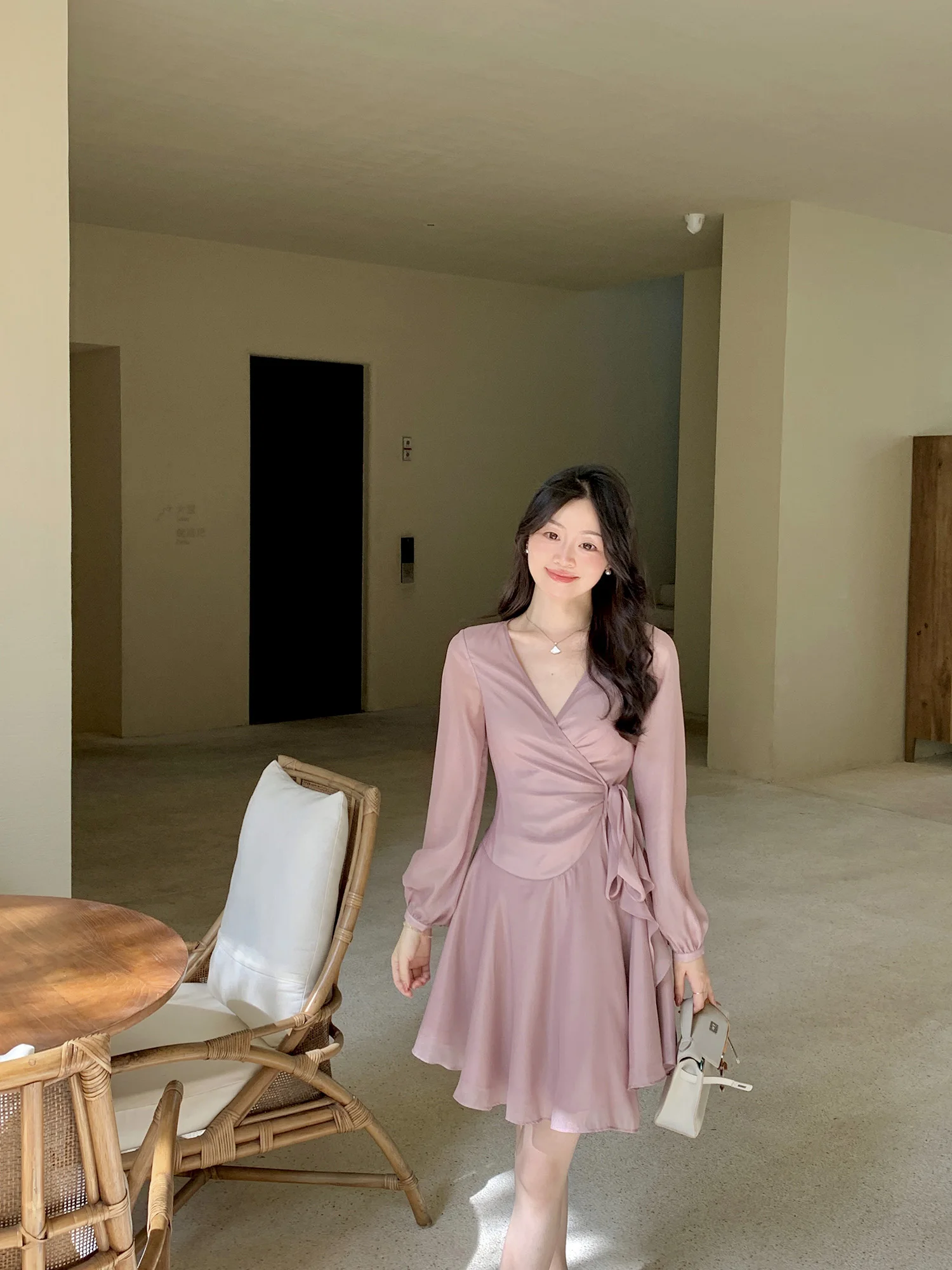 

Romantic Rosemary Design Women's Dr with Sa Long Sve Soft Sle Polyester Fiber Low Elastici X Version Breathable