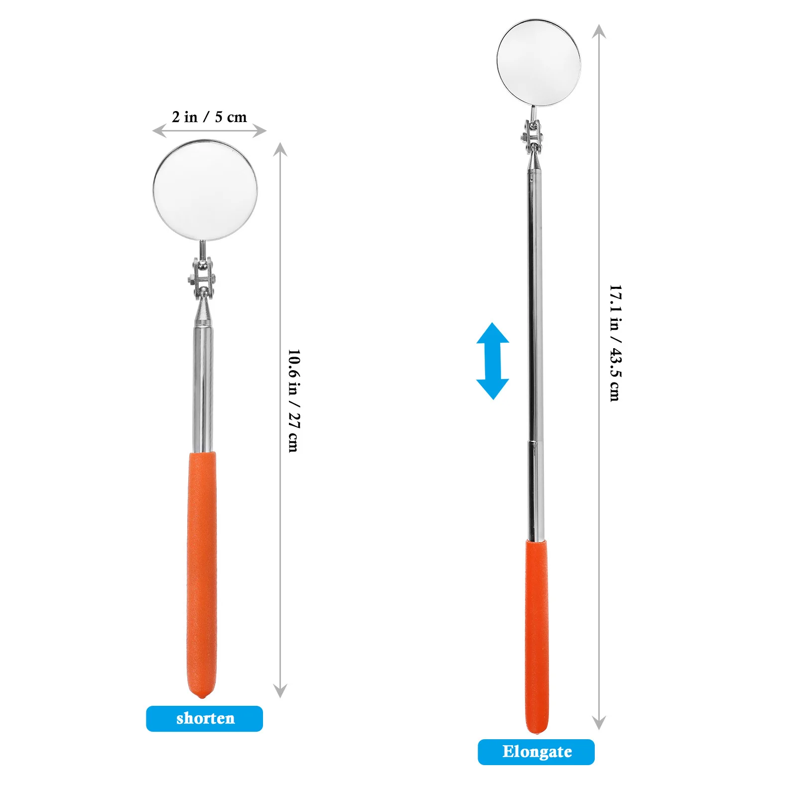 1 шт., инструмент для осмотра, гибкая телескопическая палка, поворот на 360 градусов, круглое зеркало для осмотра автомобиля, круглое зеркало