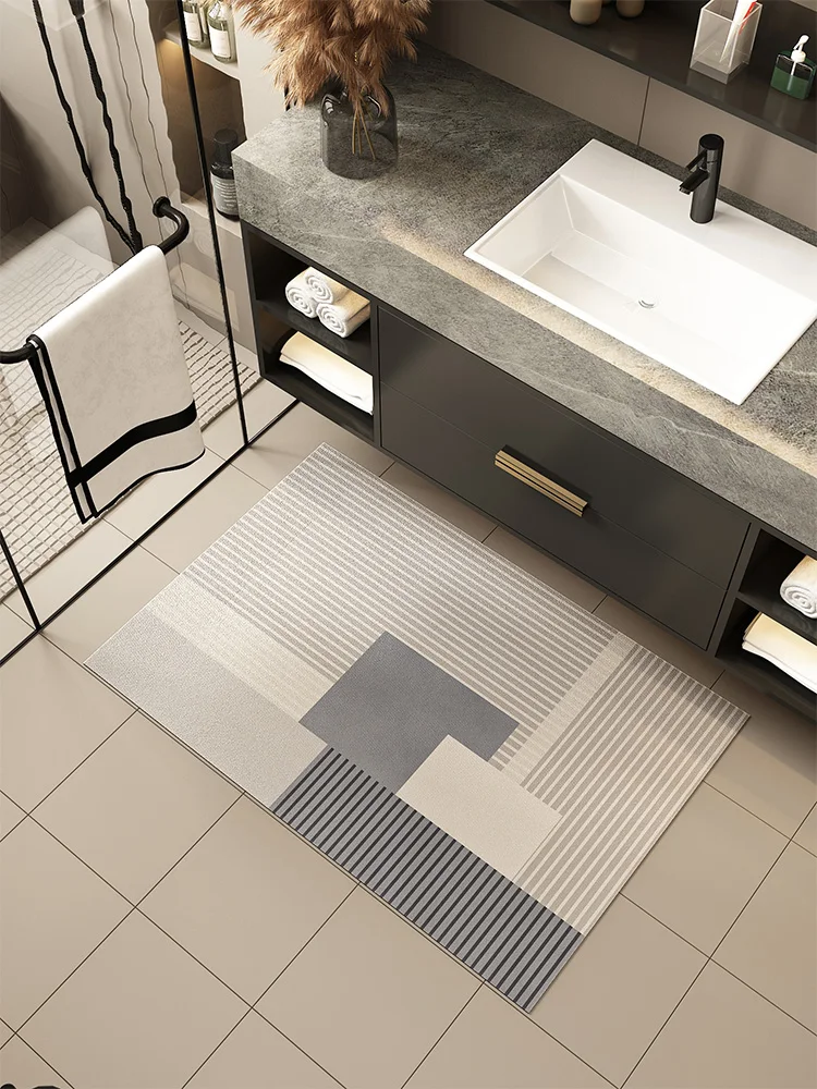 

VIKAMA Morandi Bathroom Floor Mat Toilet Absorbent Non-Slip Floor Mat Entrance Door Mat Dialgae Mud Kitchen Carpet Home Decor