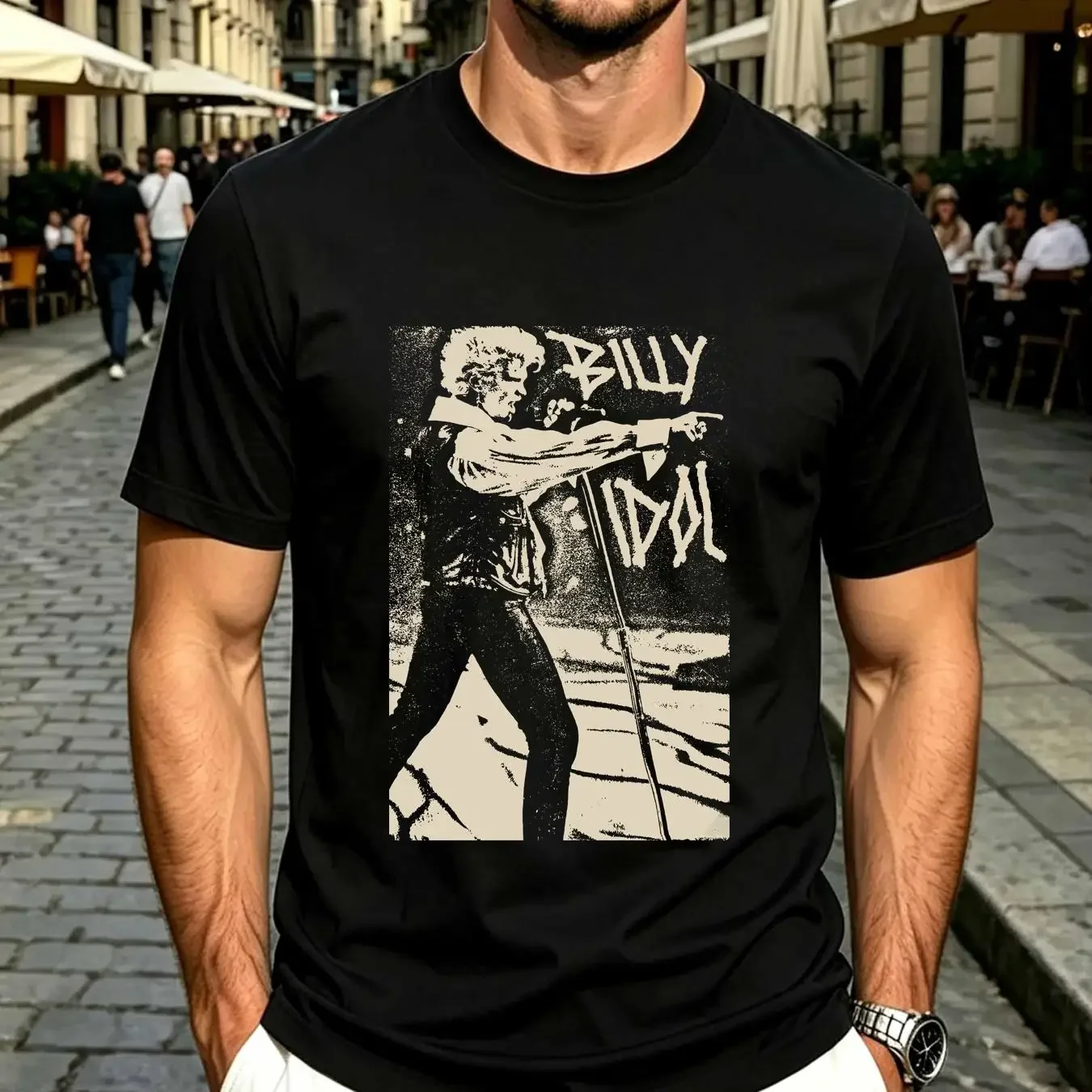 washed T Shirt Billy Idol The Roadside Tour Black Full Size FN906 long or short sleeves vintage Washed Top For Everyday Wear