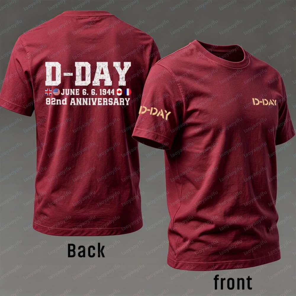 Family Flags D-Day T-Shirt Tee 1944-2026 Normandy Military History 82 Anniversary Tshirt Retro Men's Printing Tshirt Cotton Tops