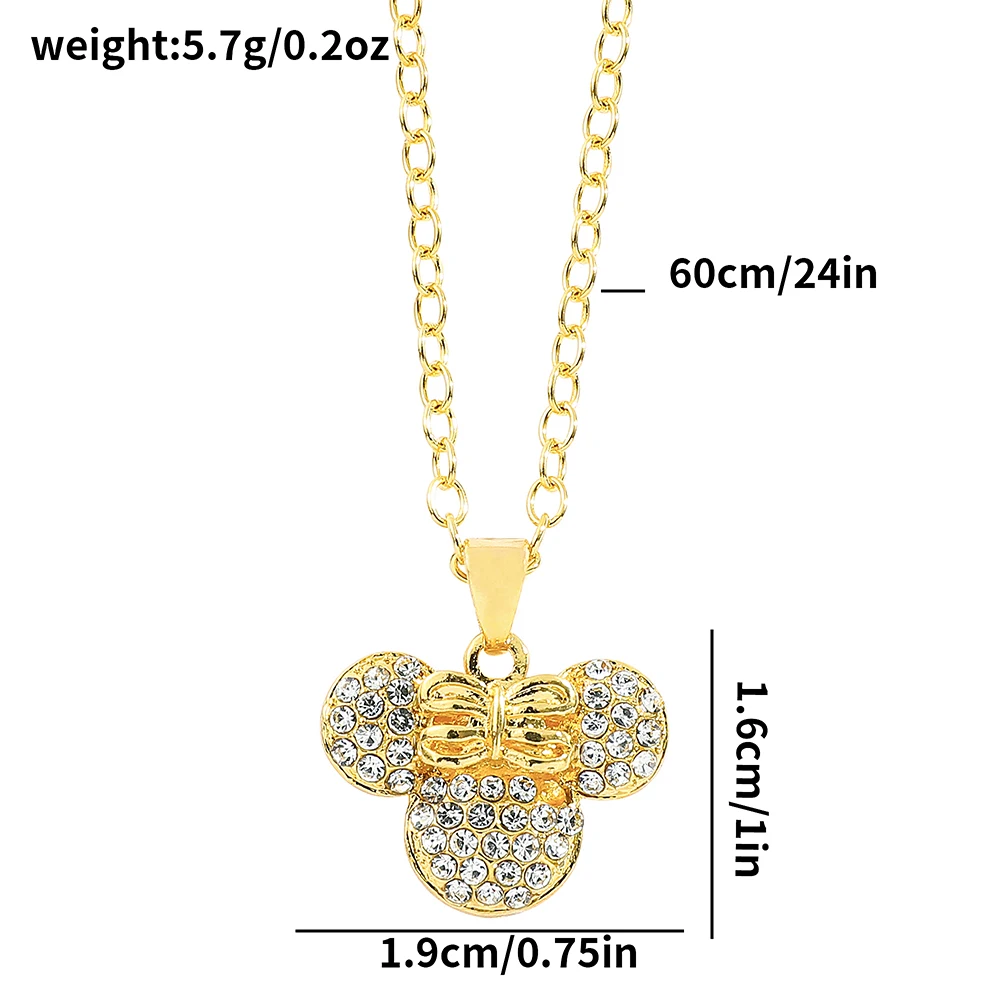 Disney Minne Pendant Necklace Crystal Clavicle Chain Collar Jewelry for Girls Cartoon Gifts Luxury Accessories