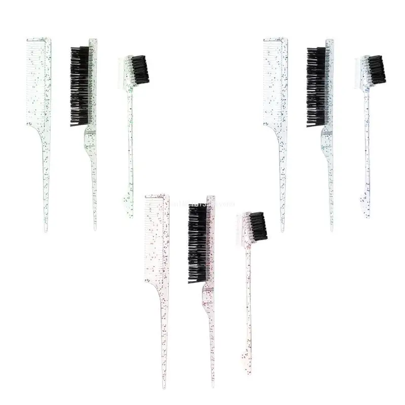 فرشاة تصفيف الشعر الذيل أمشاط الحاجب مجموعة فرشاة تلوين الصباغة مشط صالون أداة تصفيف الشعر أمشاط للأطفال النساء 3x