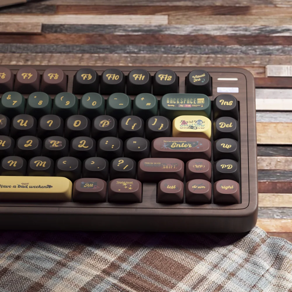 Vintage Splice Keycap Set PBT 125 Keys SOA Height Personalized Keycaps for 61/87/104MX Switch Mechanical Keyboards