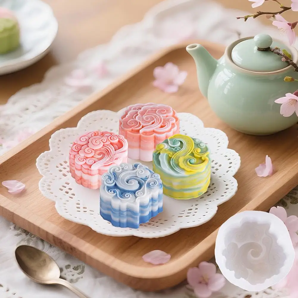 Pastry Silicone Mold Non-stick Baking Mold Auspicious Cloud Mooncake Silicone Mold Set Peach Mountain Mung Bean Cake Maker