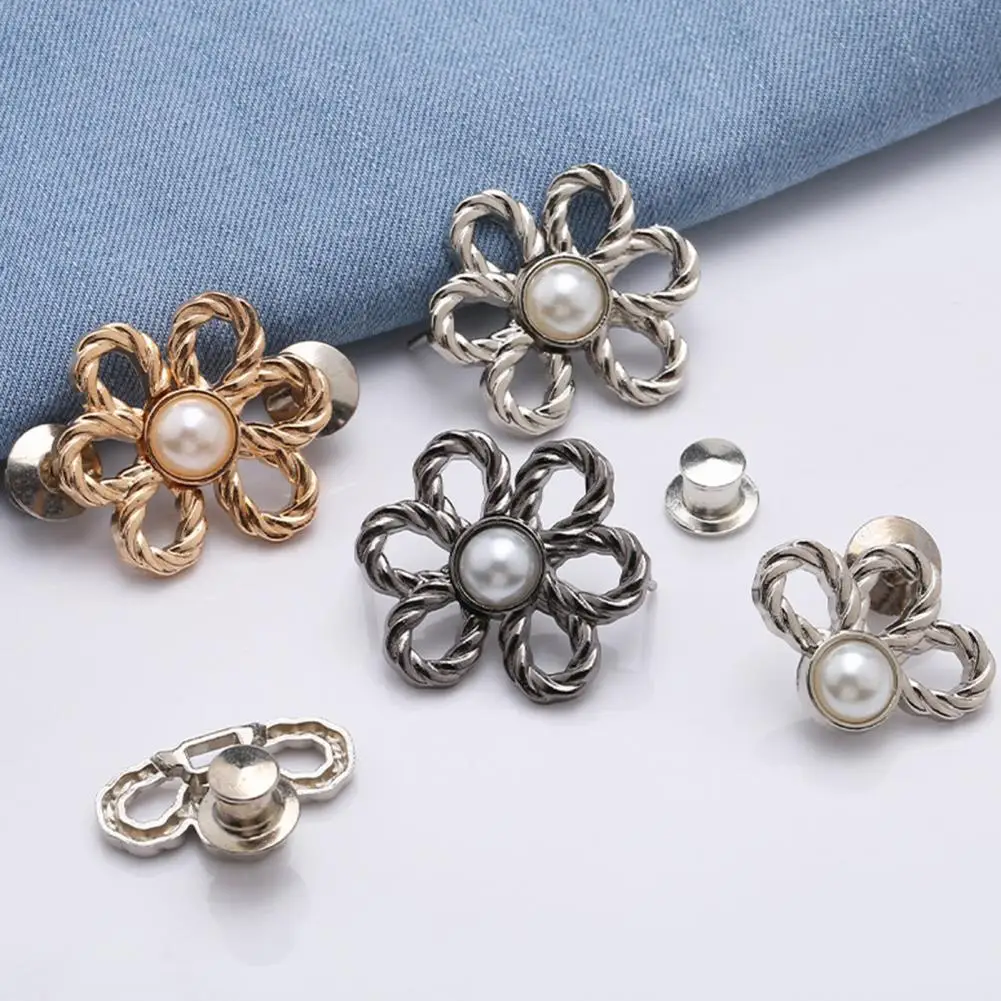

Weight Loss Waist Adjuster Adjustable Flower Jeans Buttons Set for Loose Pants Skirts No-sew Waist for Adjustable for Jeans