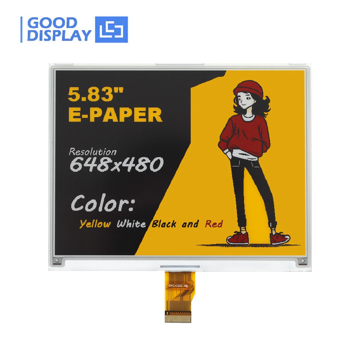 GooDisplay 12s Fast Refresh 5.83-inch 4-Color E-Paper Display 648x480 SPI Interface E Ink Screen, GDEY0583F41
