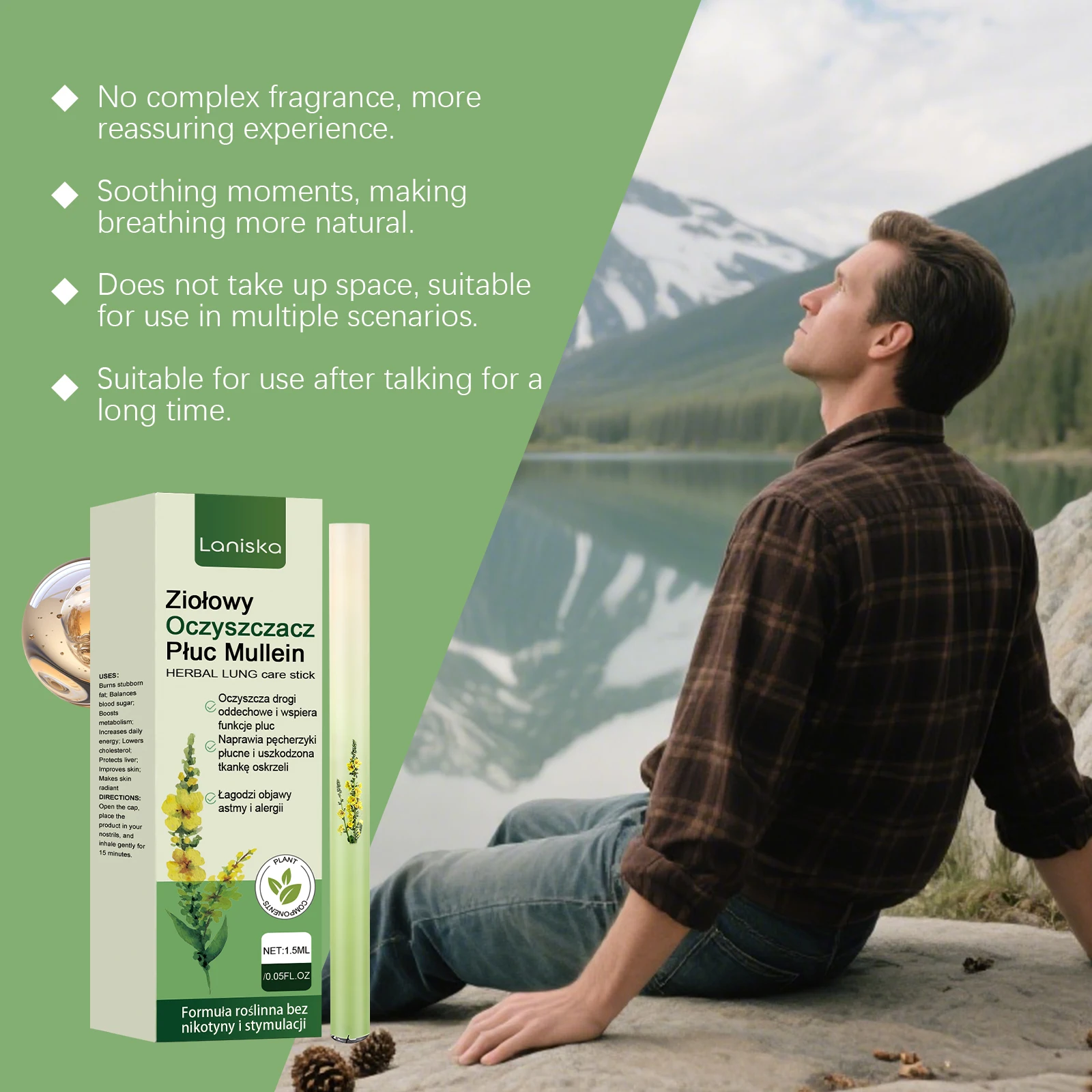 عصا العناية بالجسم لتخفيف الجهاز التنفسي من Laniska يغذي الجسم ويعزز الراحة ويحسن التنفس ويحسن صحة الرئة