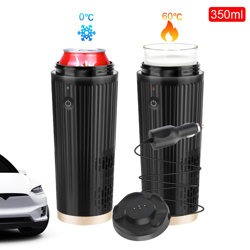 Water Warmer Bottle 350ML 0° C-60 ° C Cooling/heating Car Cooling Heating Cup Heat Preservation LCD Display 12V Electric Kettle