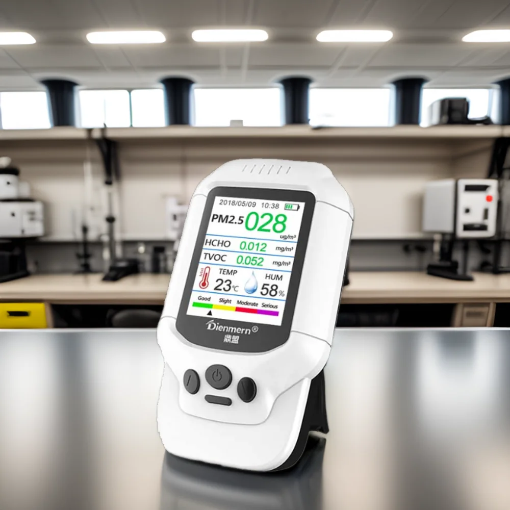 Dispositivo de detecção de qualidade do ar 8 em 1, detector portátil de tela colorida LCD PM2.5, PM1.0, PM10, analisador de gás preciso de umidade