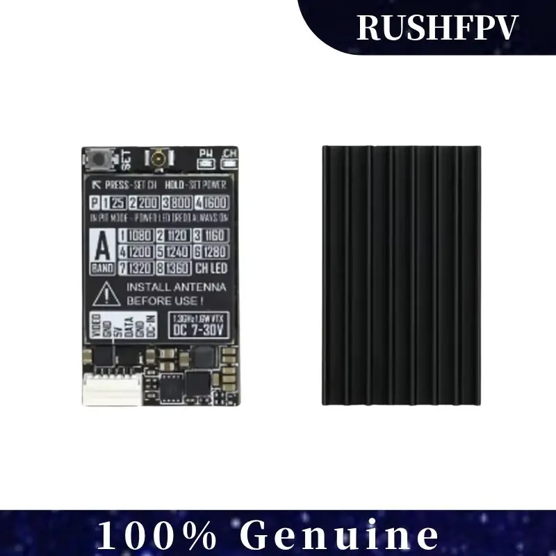 Rush 1.2G/1.3G 1.6W V1.2 VTX, transmisor de vídeo FPV analógico de 7-30V para carreras de drones, largo alcance, baja latencia, ligero
