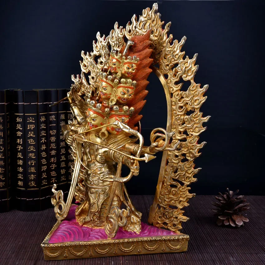 32cm large Buddhism bless Safety Talisman #efficacious Nepal Gold-plated Thermal Hula Buddha statue