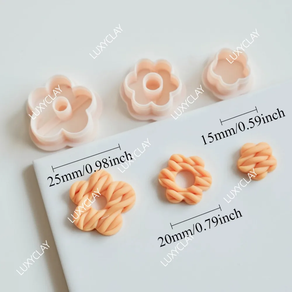 3pcs/set Boho Chic Daisy Flower Polymer Clay Cutters - 3 Different Hollow Flower Shape Clay Molds for DIY Jewelry Earring Making - view 2