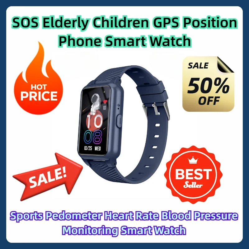 

Sports Pedometer Heart Rate Blood Pressure Monitoring Smart Watch SOS Elderly Children GPS Position Phone Smart Watch