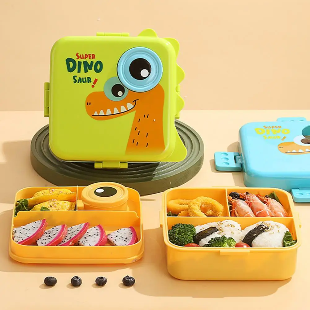 1590ML Dinosaur Lunch Box for Kids Microwave Safe Lunch Container Dinosaur Bento Lunch Box Set Snack Container with Sauce Cup