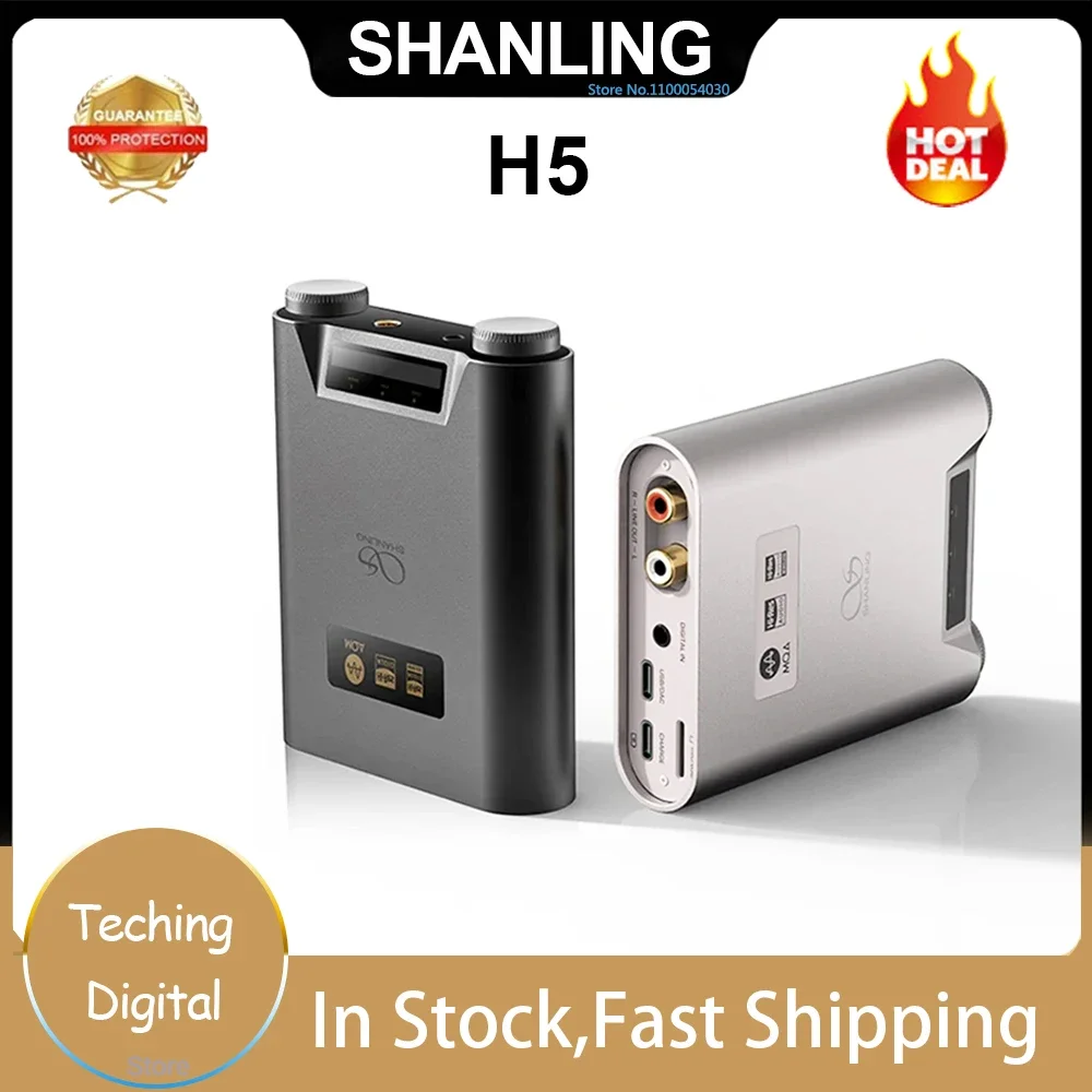 SHANLING H5 Hi-Res Bluetooth 5.0 HIFI Headphone Amplifier Player MQA Decoder Dual AK4493SEQ USB DAC RCA 3.5m4.4mm PCM768 DSD512