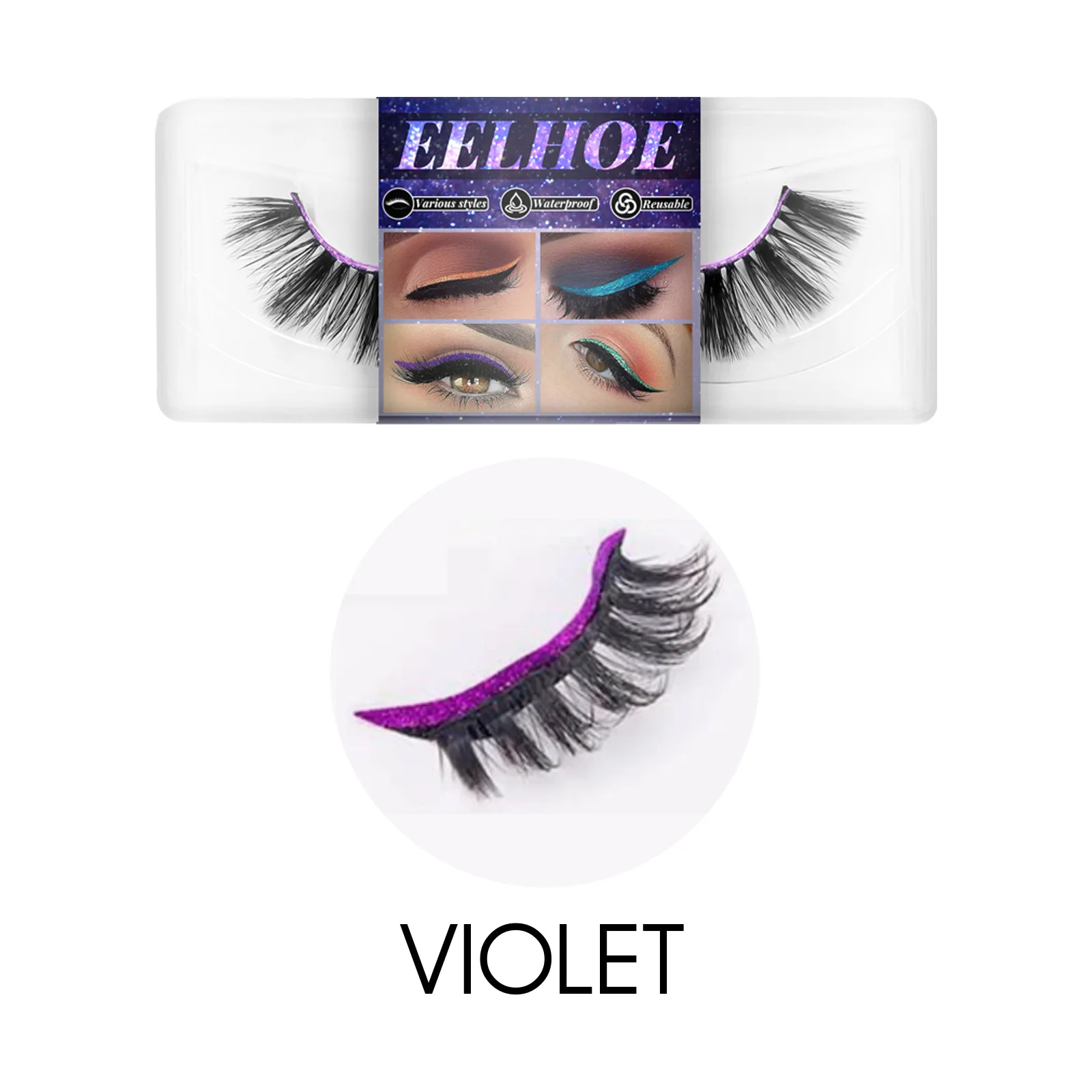 EELHOE كحل ملصق 2 في 1 قابلة لإعادة الاستخدام سهلة الإزالة الطبيعية مقاوم للماء مقاوم للعرق رمش ملصقات منتجات ماكياج العين 1 زوج