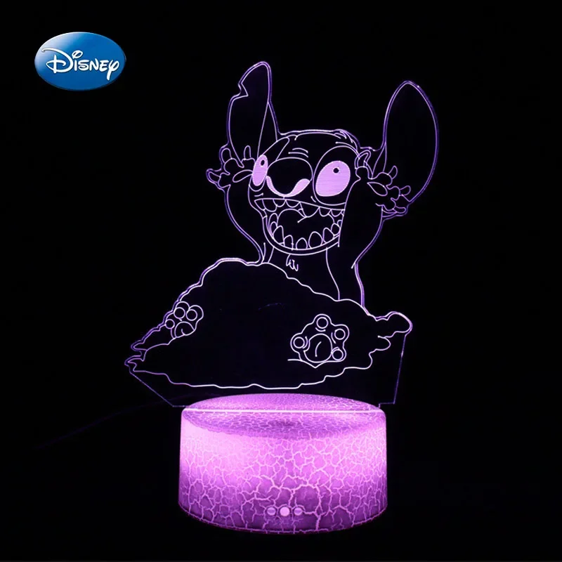 Disney Stitch 3D Night Light Cartoon Stitch 16 Colors LED Figurine Touch Night Table Lamp Room Decor Kids Party DIY Decorations