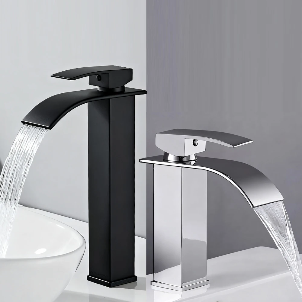 

Modern Stainless Steel Waterfall Basin Faucet Wash Bathroom Sink Faucet Hot and Cold Water Faucet Mixer Tap Faucets for Bathroom