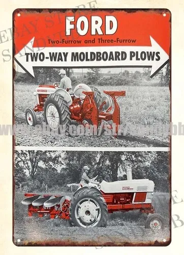 Two-Furrow Two-Way Moldboard Plow metal tin sign room wall art