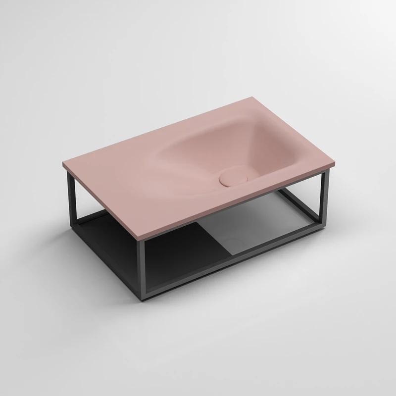 Nature Stone Square Shape Resin Wall Hung Basin Sink