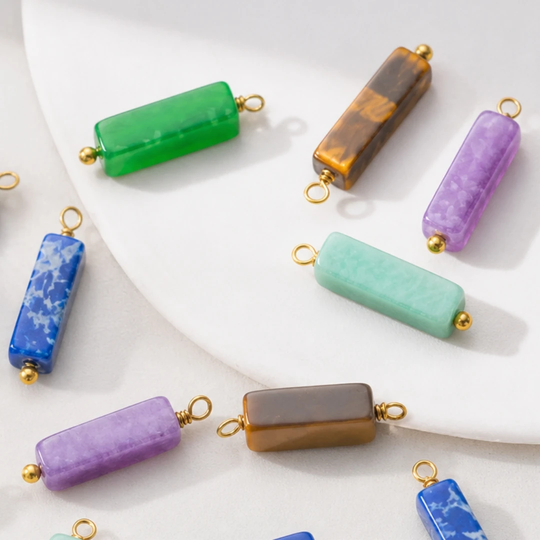 5 Stück Edelstahl-Amethyst-Anhänger, Edelstein-Chakra-Kristalle mit Öse für DIY-Halsketten, Ohrringe, Armbänder und Schlüsselanhänger – Detail 4