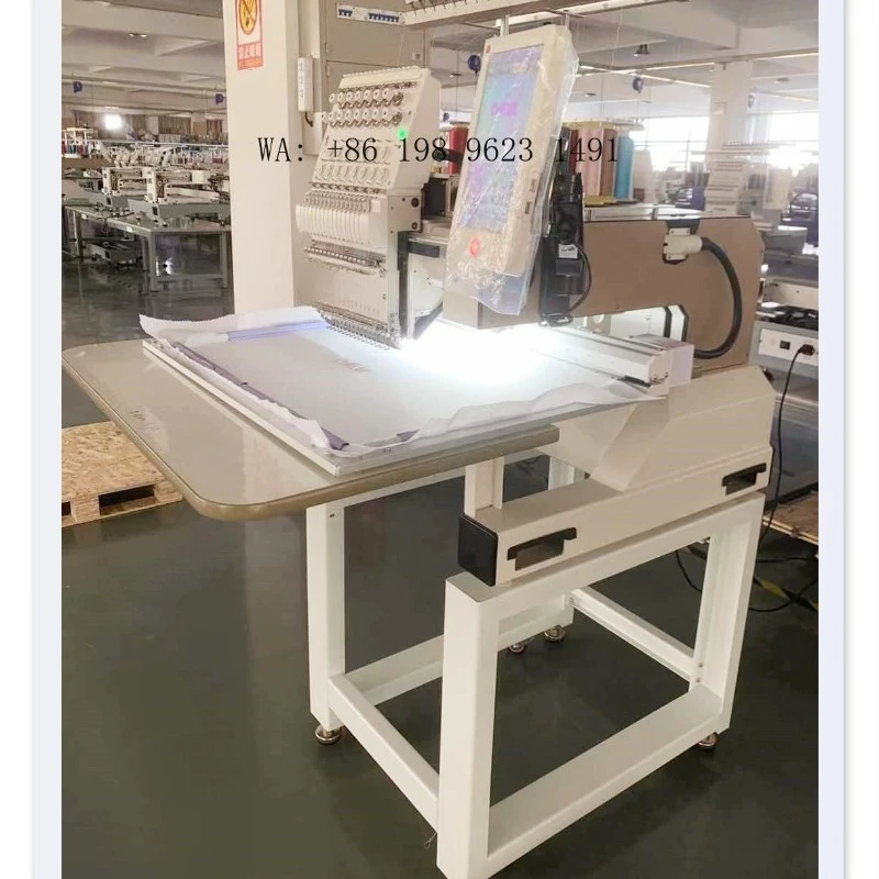 Single Head 12 Needles Compact Embroidery  360x200mm Flat T-shirt Hat Equipment