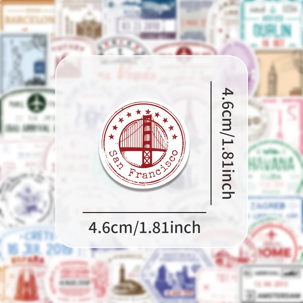 10/50PCS Passport Stamp Graffiti Sticker Fun's Waterproof Decal Water Cup Shoe Rack Laptop Wardrobe Decoration Toy Sticker