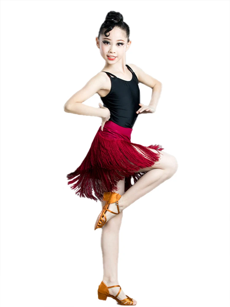 New Fringe Latin Dance Dress Girls Professional Salsa Cha Cha Tango Samba Costume Children Standard Competition Clothing