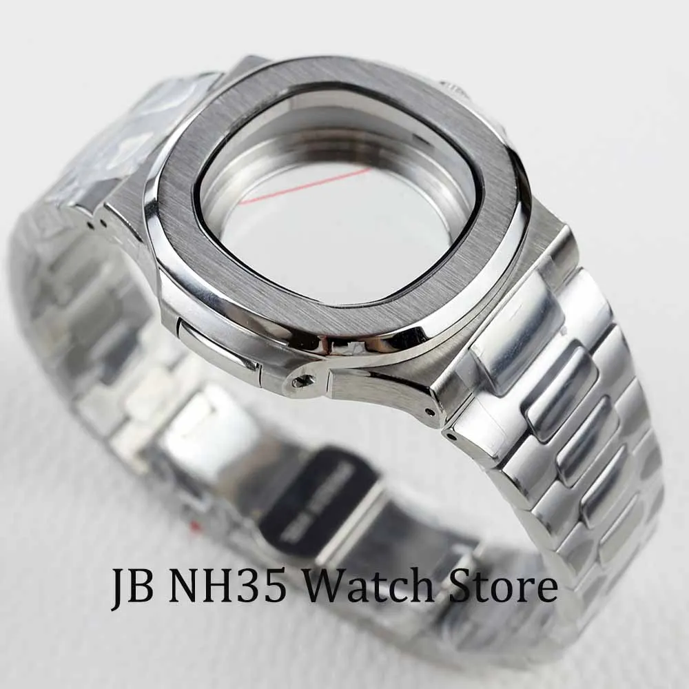 

NH35 40mm Square Watch Case silver Stainless steel Fit for NH35 NH36 NH38 Movement Sapphire Glass 30.5mm Dial Nautilus Cases