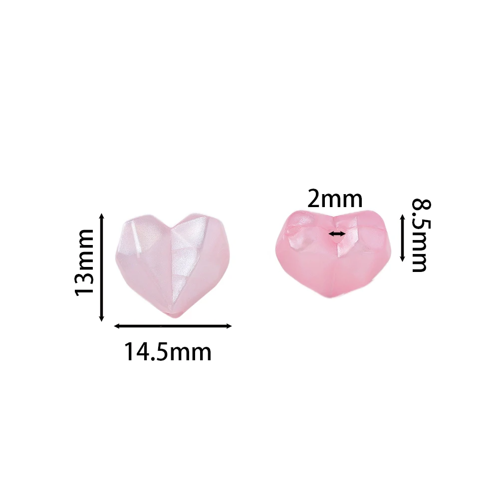 10/30pcs Acrylic Luminous Heart-Shaped Beads Shiny Faceted Love Spacer Beads for DIY Necklace Bracelet Jewelry Making Findings